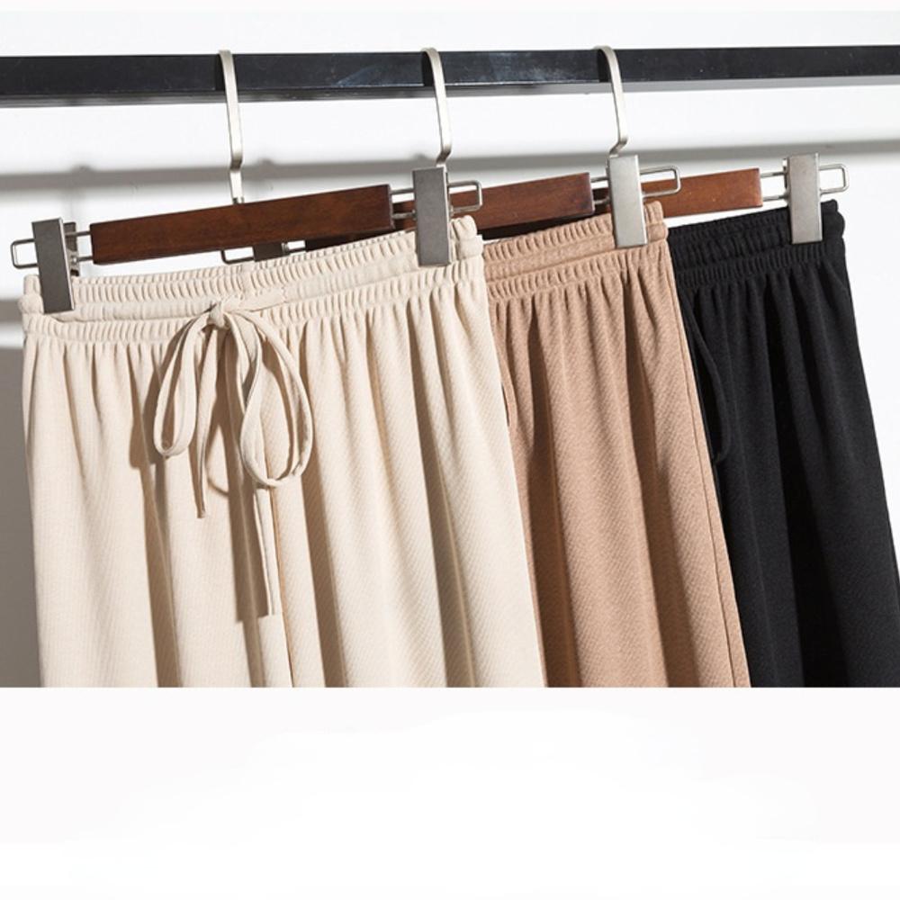 Summer Ladies Ice Silk Light Wide Leg Trousers Girl Solid Color High Waist Loose All-match Straight Casual Pants