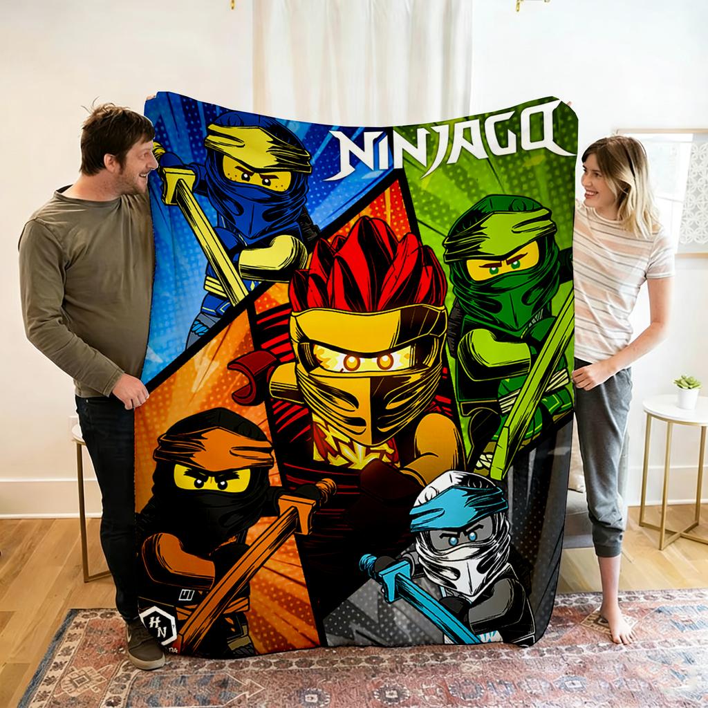 Cartoon N-Ninjago Flannel Blanket Figures Home Sofa Lunch Break Blankets Children Student Blanket Nap Cover Kids Travel Gift