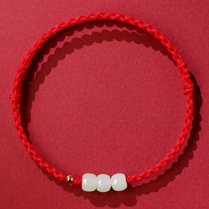 Pure Gold 999 Zodiac Red String Bracelet with Luck Beads for Baby's Full Moon or New Year