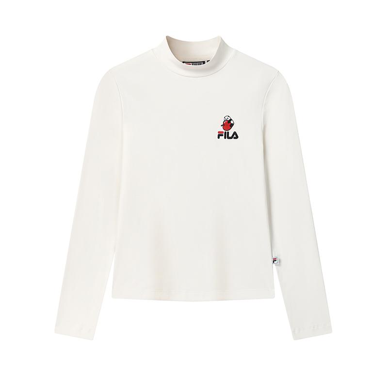 

Fila Наследие Моды Простой Универсальный Эластичный Приталенный Вышитый Мелкий Узор Вязаный Полувысокий Воротник Длинный Рукав Футболка Женские Топы F51W548202FIV S