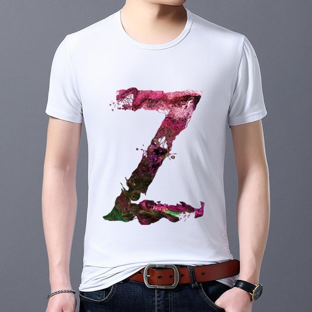 

Мужская классическая белая футболка с принтом, повседневная и простая, с принтом английской буквы H, воротником O 6XL