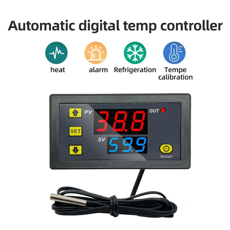 Mini W3230 DC 12V 24V AC110-220V Probe Line Digital Temperature Control LED Thermostat Regulator Heat/Cooling Control Instrument