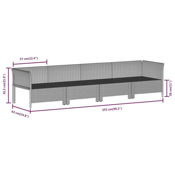 VidaXL Salon de Jardin avec Coussins 11 pcs, Ensemble de Meubles de Terrasse, Mobilier d'Extérieur, Canapé de Patio, 3187307