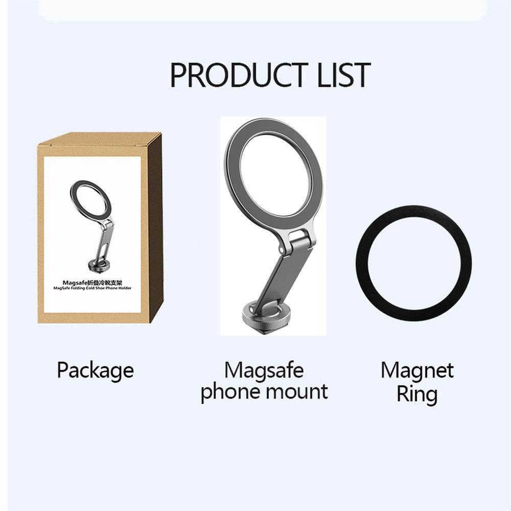 NEW Magnetic Cold Shoe Phone Holder Adapter with 1/4" Screw Magsafe Phone Tripod Mount for iPhone 16-12 DSLR Camera Monitor 7