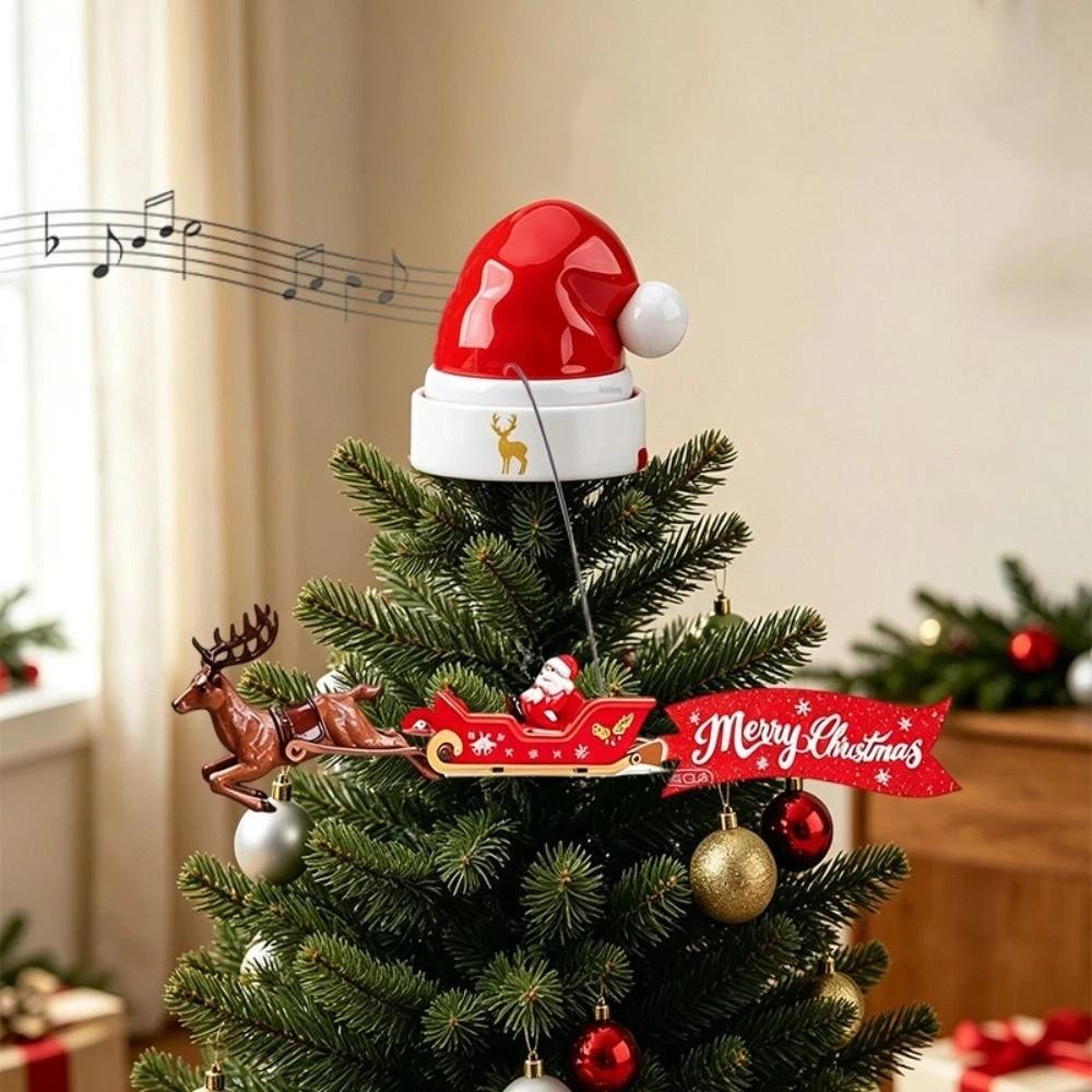 Light Up Christmas Tree Topper Electric Rotating LED Atmosphere Decor Seasonal Display