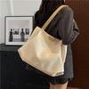 Simple large-capacity tote bag, student class canvas bag, shoulder bag, commuting versatile casual solid color handbag, women