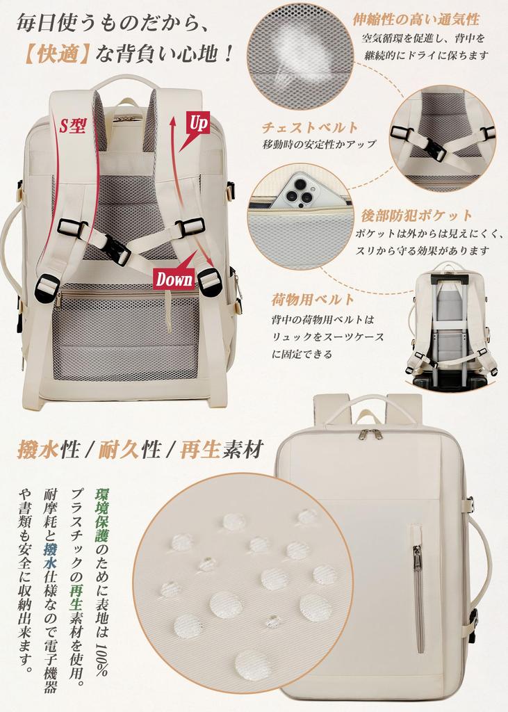 Mochila de Viagem VENDAGO para Homens e Mulheres, Grande Capacidade, Expansível, Tamanho de Bagagem de Mão, Design de Abertura 180°, Design 4 em 1, Mochila 4 em 1, Viagem