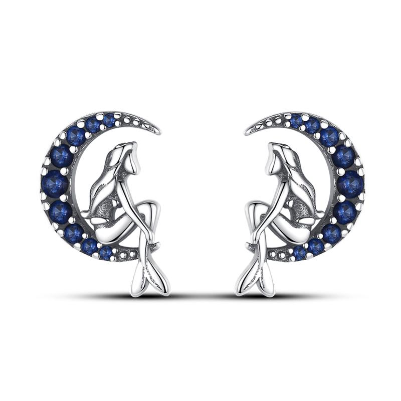 Fashion Spring Series Earrings For Women 925 Silver Color Butterfly Dragonfly Flower Heart Shaped Ear Studs Fine Jewelry Couple