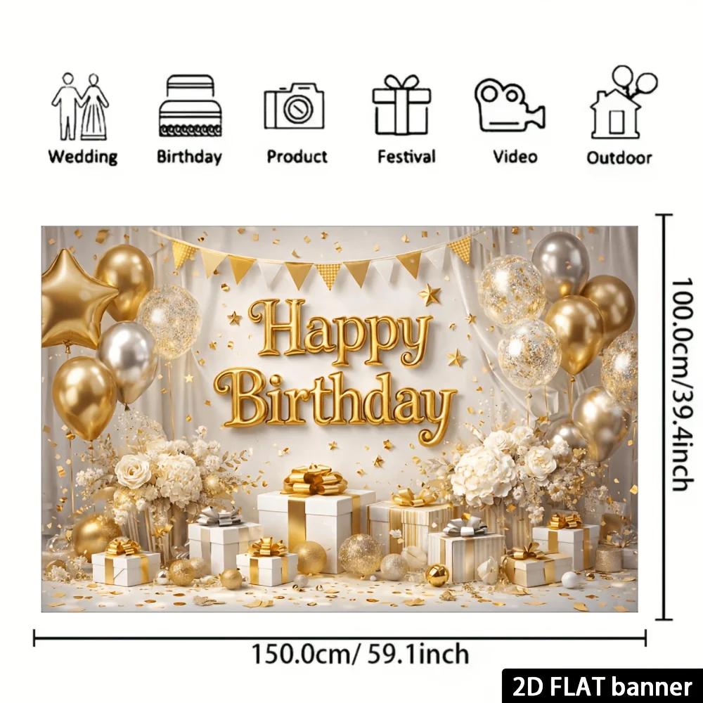 2D plane birthday celebration banner background - Platinum luxury birthday theme, yzb