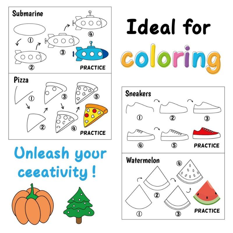 1BOOK children's stick figure cartoon graffiti step by step to learn to draw early education enlightenment fun coloring painting book