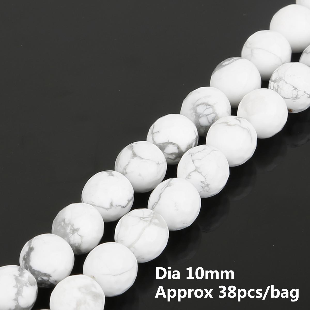

Натуральный камень граненый белый говлит круглые свободные бусины для изготовления ювелирных изделий DIY браслеты 15 дюймов нить 10mm 38pcs