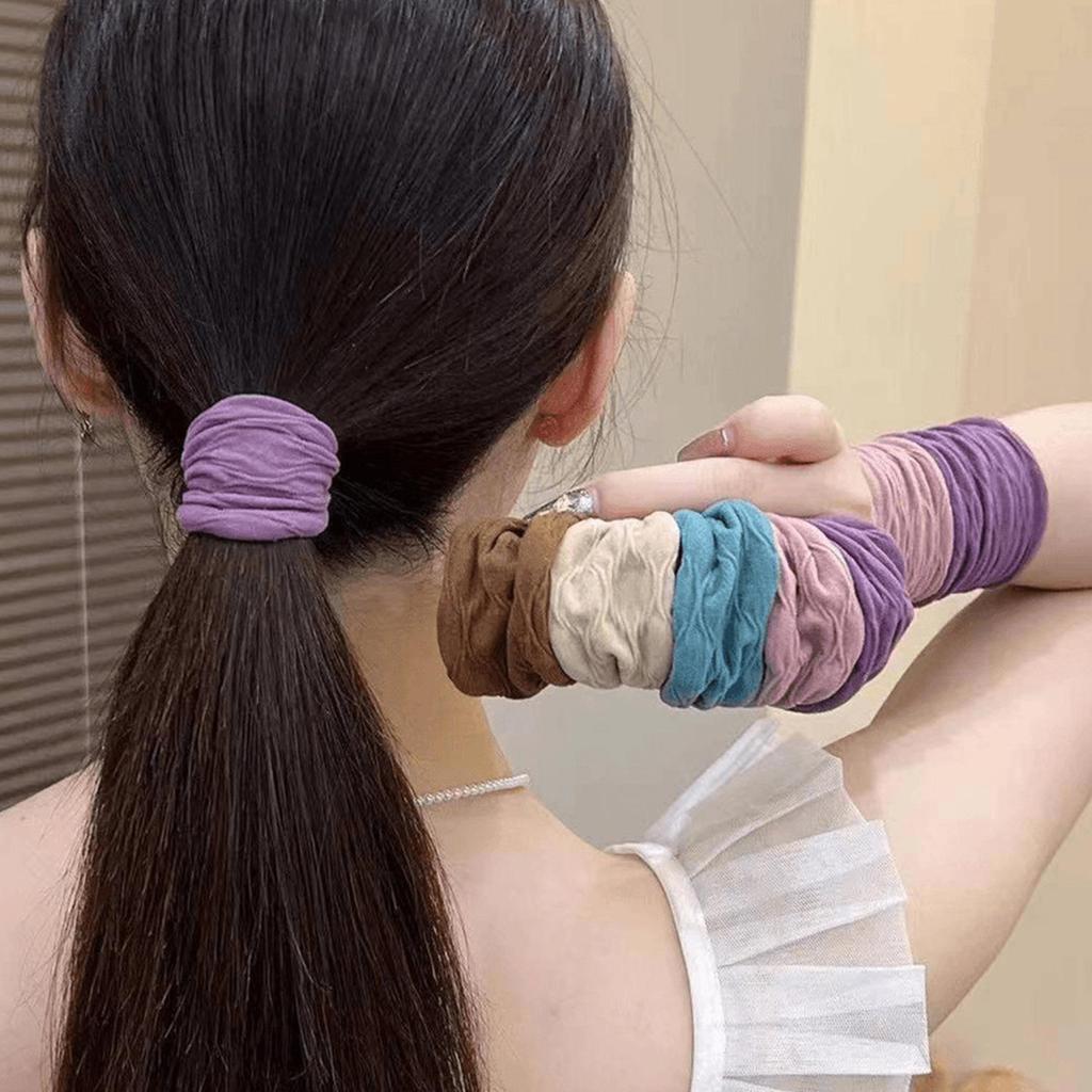 5Pcs/Set High Elasticity Hair Ties Women Scrunchies Girls Trendy Solid Wrinkle Elastic Rubber Band Hair Rope Hair Accessories