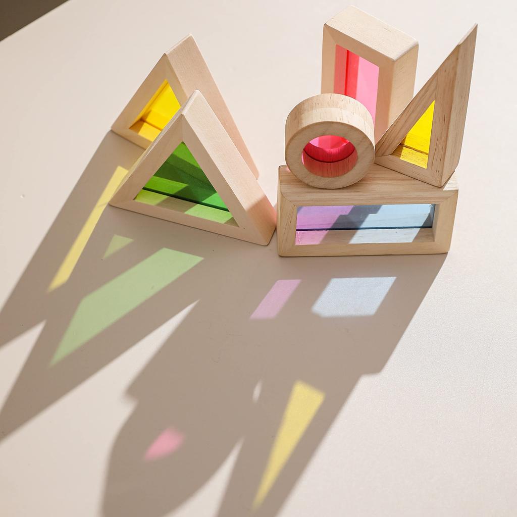 Promise Babe Colorful Building Acrylic Photography Rainbow Building Equilateral Right 3D 24 Ages Blocks, Sheets, Toys, Props, Toys, Cuboid, Triangle,