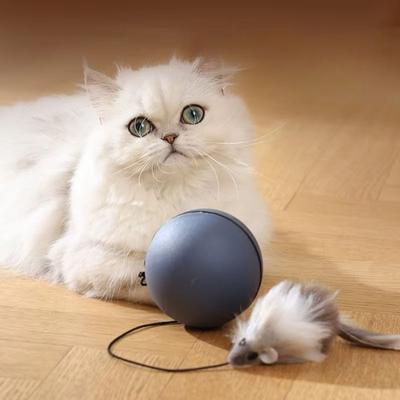 ABS Automatic Electric Cat Interactive Flashing Light Automatic Rolling Ball with Mouse Multifunctional Cat Ball Toys