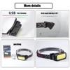 COB Headlight Portable Headlamp With Built-in 18650 Battery Flashlight USB Rechargeable Outdoor Camping Fishing Climbing Lantern