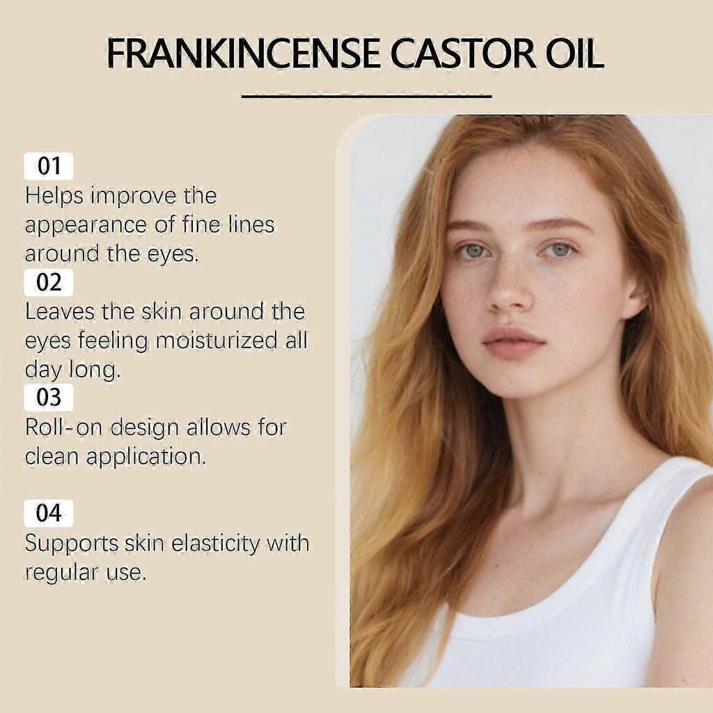Organic Castor Oil and Frankincense Roll On 100% Pure Castor Oil & Frankincense Under Eye Roller - Anti Wrinkles Dark Circles Beauty Rollerball