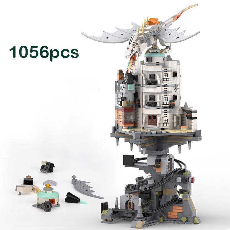 Wizard Tower Magic World Dragon MOC Building Bricks Set Blocks Toys For Adults Birthday Gifts 1056pcs Gringottses Decor Model