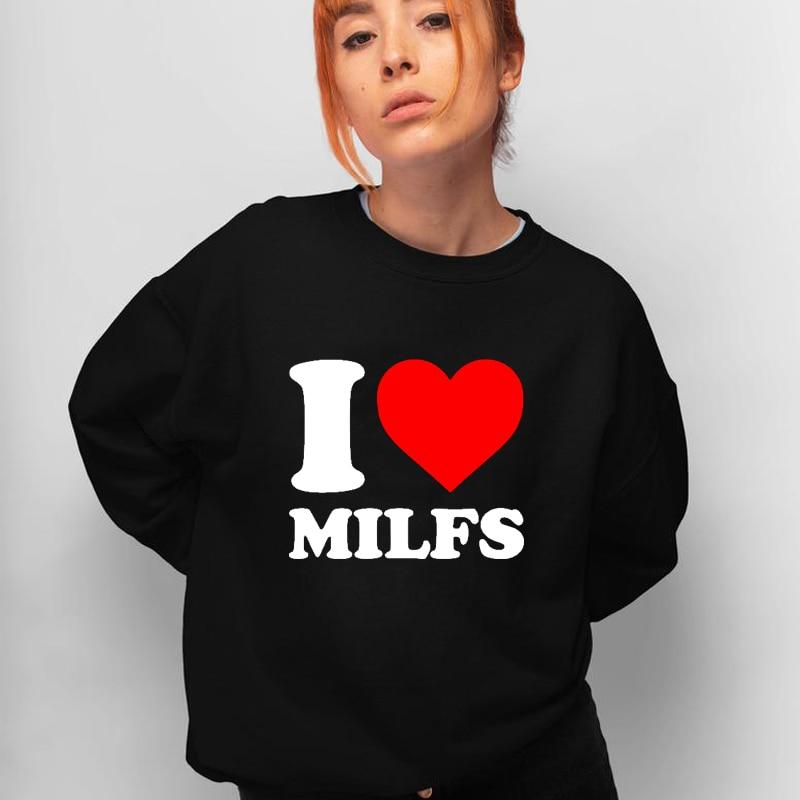 I Love Milfs Red Love Heart Hanorac Haine de iarnă Femei Harajuku Kawaii Goth Haine Causal O Gât Hanorace Îmbrăcăminte pentru femei