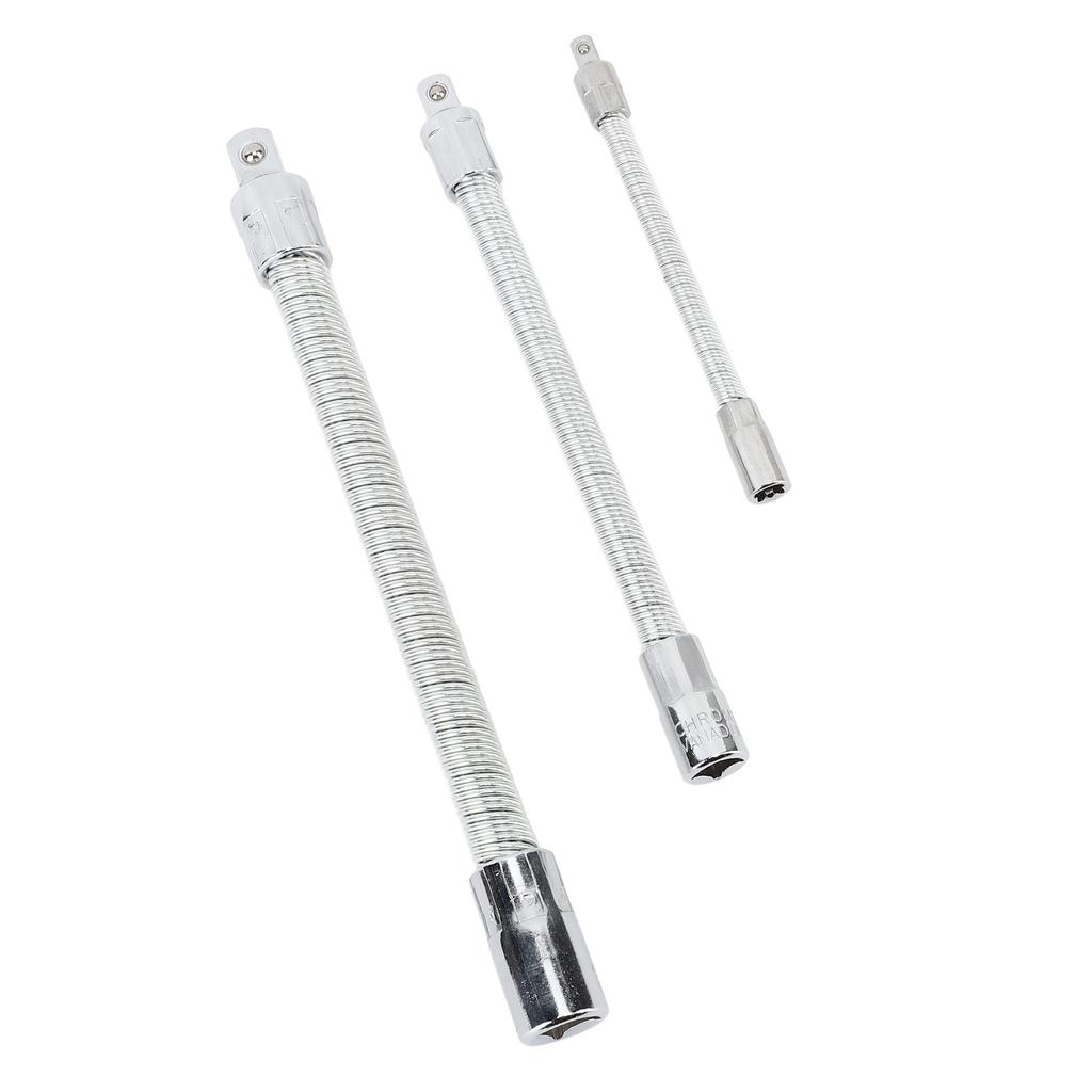 3pcs Flexible Extension Bar Shaft Set Stainless Steel Bendable Flexible Socket Extension Bar for Repairing Tool
