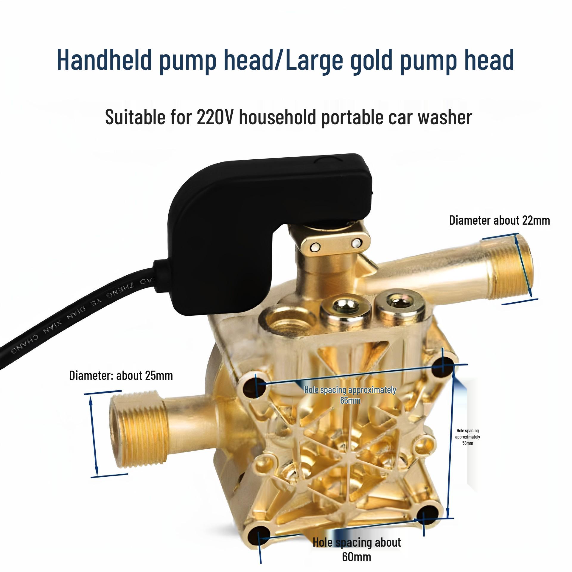 220V Portable High-Pressure Car Washer Pump Head - Household Cleaning Accessory