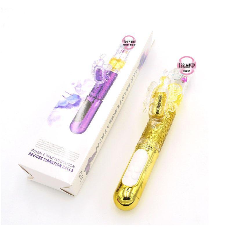 Women's Rechargeable Telescopic Rotating Bead Vibrator - Attracts Bees, Butterflies, and Provides Soothing Massage for Erotic Pleasure.