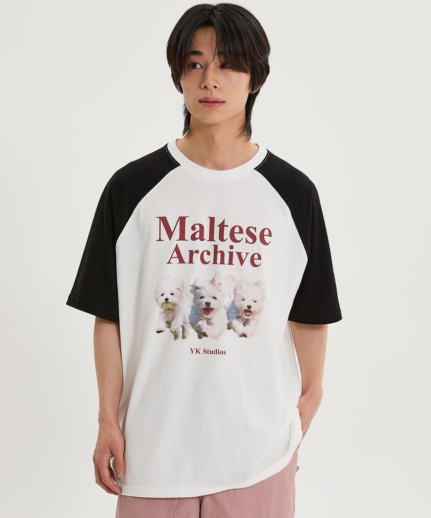WAIKEI Maltese Archive Raglan Short Sleeve T-Shirt Light Pink