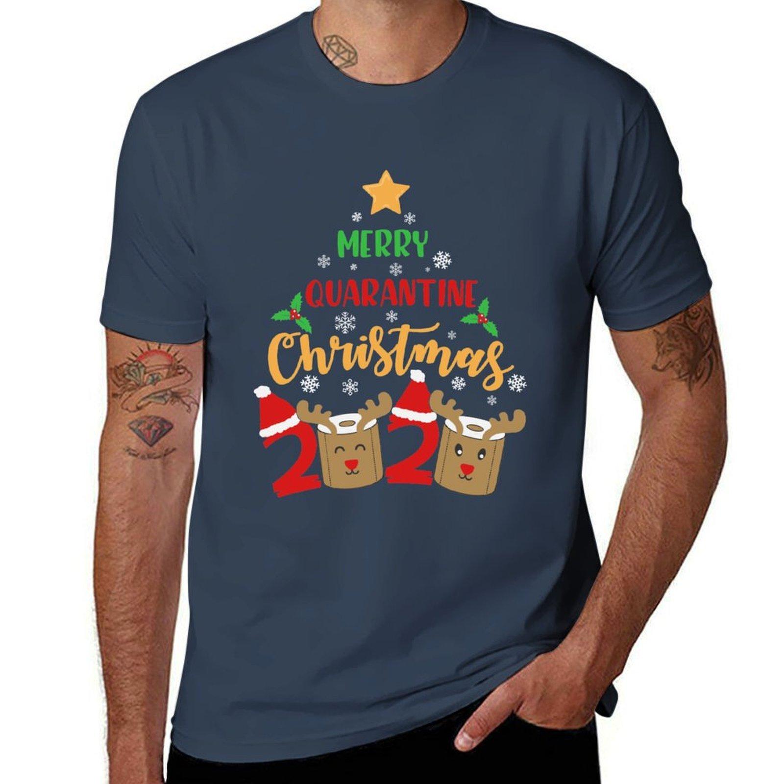 Merry quarantine christmas 2020funny christmas 2020 TShirt Plus Size Short Sleeve TShirt S