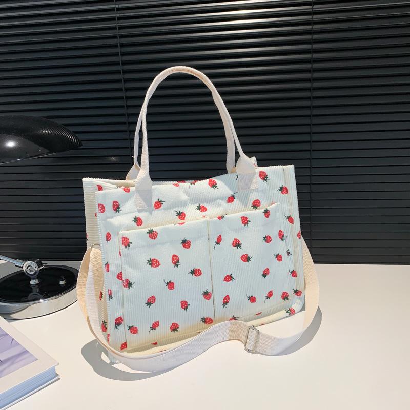 

New fruit strawberry printing large-capacity multi-bag bag tote single-piece messenger bag hand bag белый