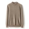 100 pure cashmere shirt solid color flat semi-turtleneck sweater basic knitting men