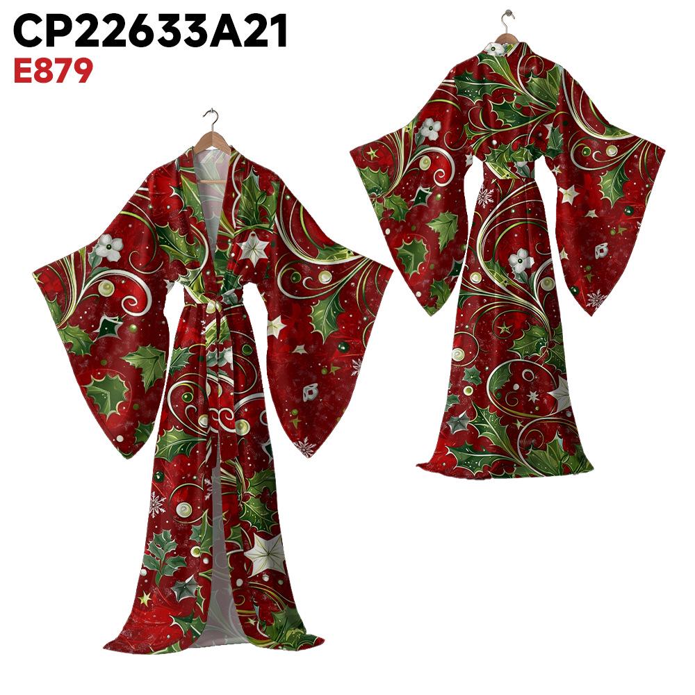Женский рождественский повседневный свободный халат с геометрическим 3D-принтом. Large