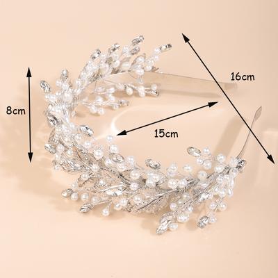 Trendy Preal Rhinestone Bridal Crown Luxury Alloy Leaf Wedding Hair Accessories For Women Brides Headdress Handmade Headpiece