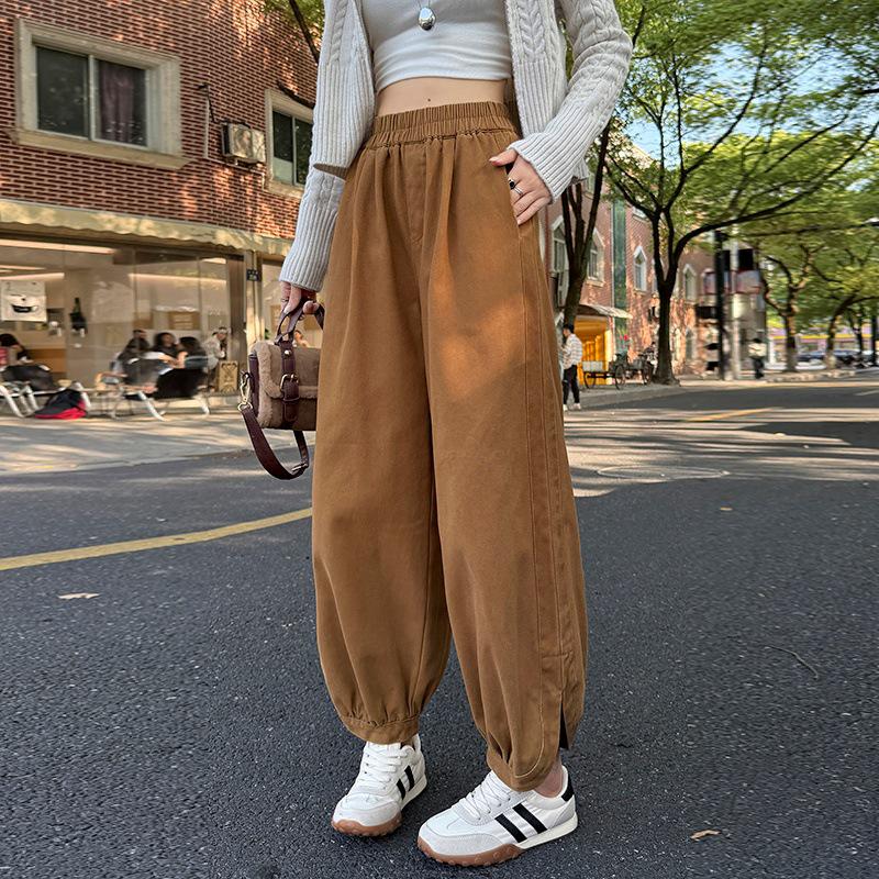 2026 Spring Petite Women s Cotton Lantern Harem Pants - Casual Cropped Balloon Style XL