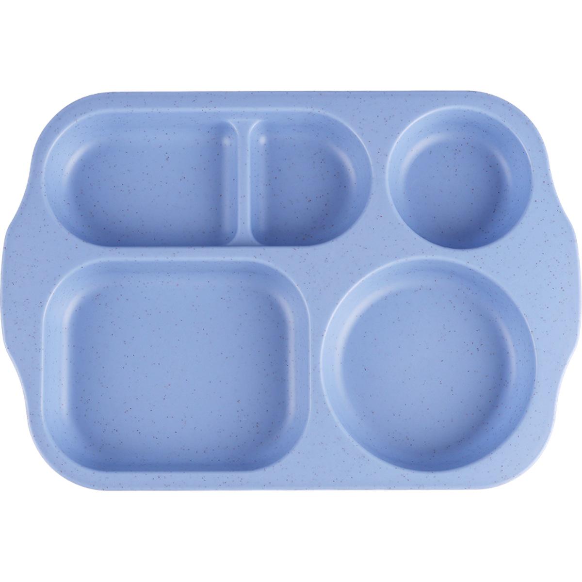 Wheat Straw Compartmentalized Children s Dinner Plate - Thick, Microwave-Safe Fast Food Plate 5-Compartment Children s Plate синий