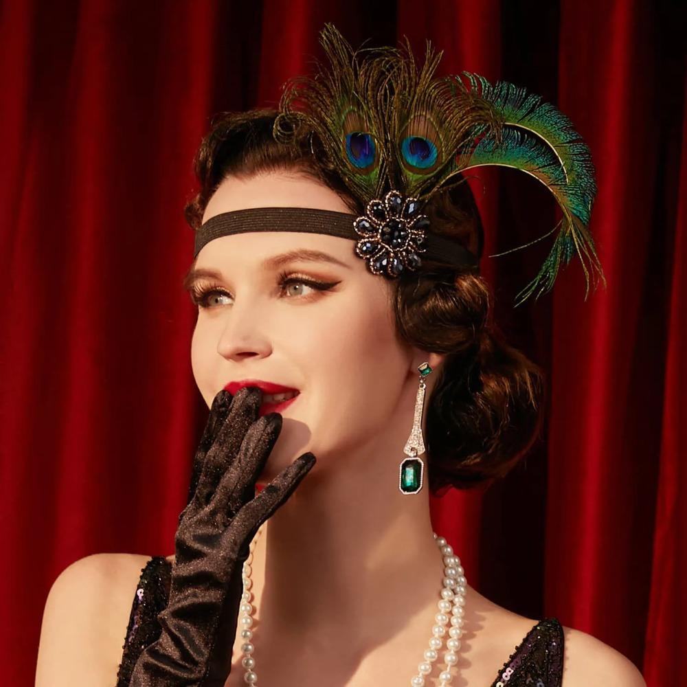 Feather Hair Accessory for Halloween Wedding Photography 1920s Gatsby Ball Party Performance Year End Meeting Headband