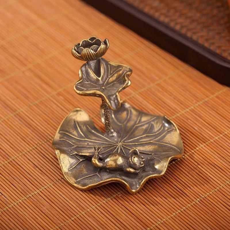 Solid Brass Lotus Frog Carp Backflow Incense Burner Censer Holder Ornaments Sandalwood Burner Reflux Incense Stick Holder