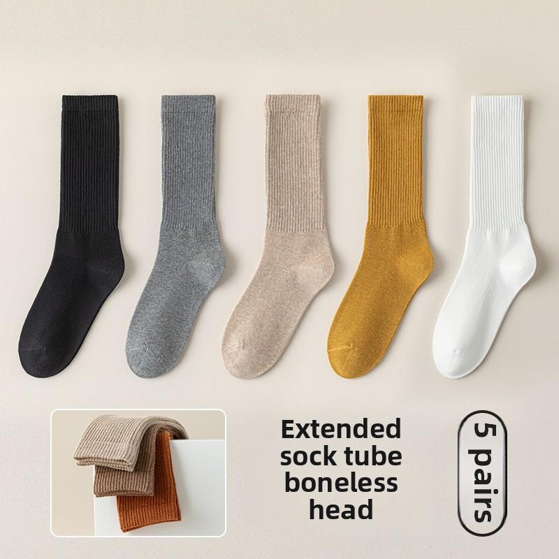 

5 пар женских осенне-зимних хлопковых чулок без косточек с высокой эластичностью 5 Pairs