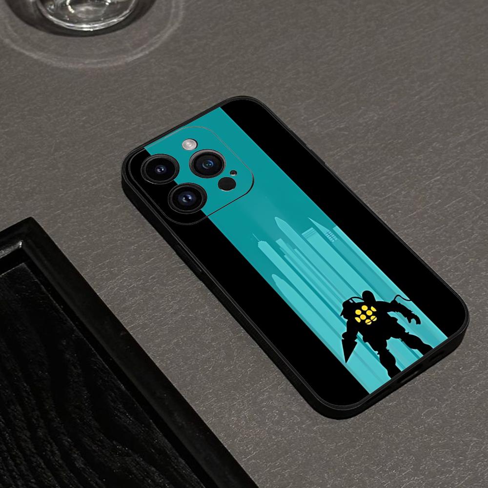 Game B-BioShock Phone Case For IPhone 16,15,14,13,12,11,XS,XR,X,8,7,Pro,Max,Plus,mini Silicone Black Cover