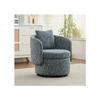 Fauteuil Pivotant Exclusif En Peluche – Un Élégant Fauteuil Club Au Design Circulaire Et Aux Coussins Décoratifs – Bleu