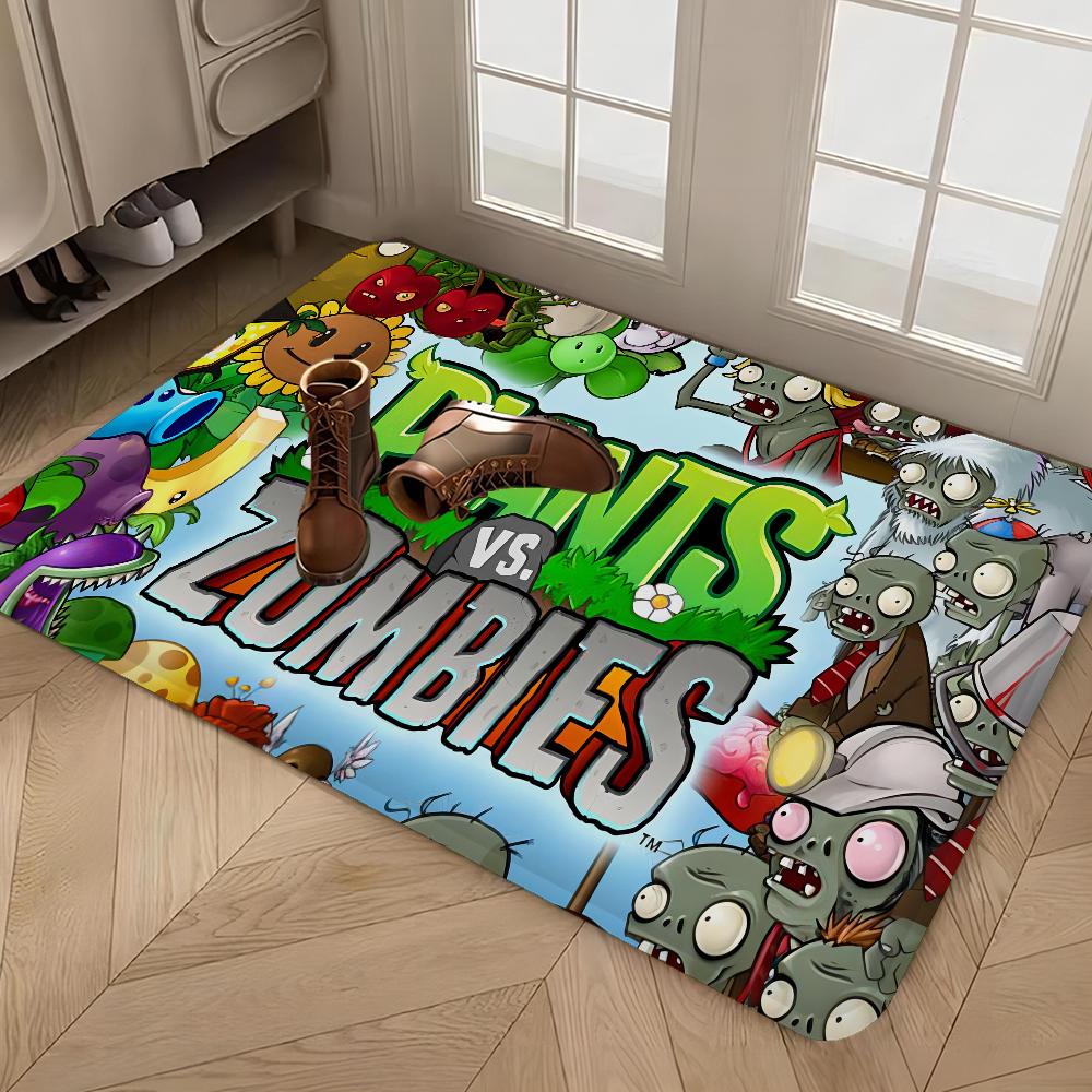 P-Plants-vs-Zombie Cartoon Door Mat Nordic Style Home Doormat Bathroom-Toilet Mats Bedroom Bedside Mats