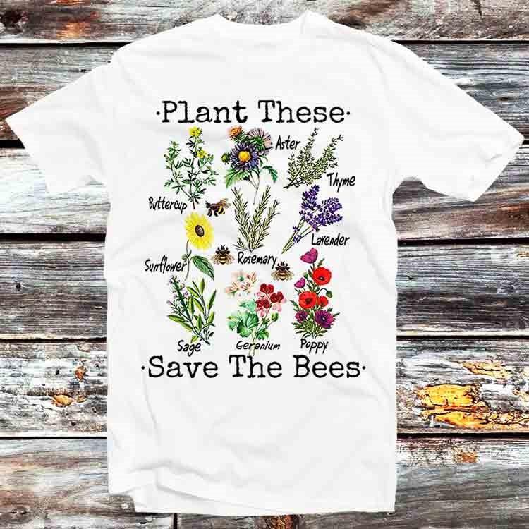 

Plant These Save The Bees Gardening Botanical Planet T Shirt B862 2XL