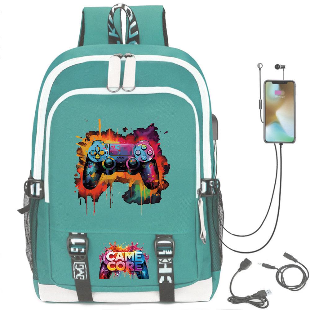 Digital Printing Gamepad Pattern Backpack Cartoon Elementary School Bag Large Capacity Usb Backpack