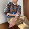 Hirsionsan Autumn Loose O-neck Pullovers Sweater Female Casual Floral Embroidery Knitted Sweater Women Base Simple Lazy Jumpe