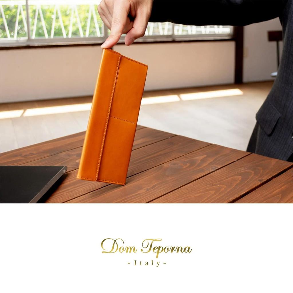 Carteira Fina Dom Teporna sem Moedas Feita de Carteira Longa Italiana Genuína com Porta-Cartões e Compartimento para Notas Royal para Homens e Mulheres Bolso, Couro, Estojo, Azul,