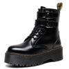 Botas Martin de Suela Gruesa con Doble Hebilla Cremallera Lateral Hebilla Botines Cortos para Mujer Botas de Trabajo con Cordones Suela de Muffin