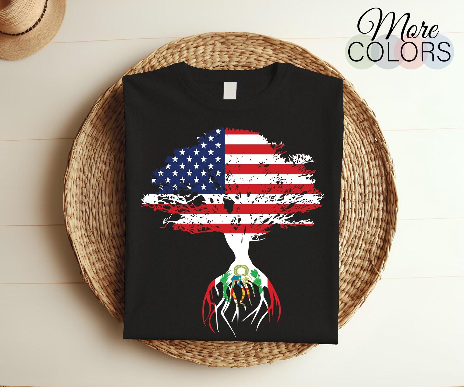 American Flag Peruvian Roots Peru Flag T-Shirt, Peruvians, Peruvian Gifts, Peruvian Present, Peruvian Birthday, Gift For Friends Family Tees 110