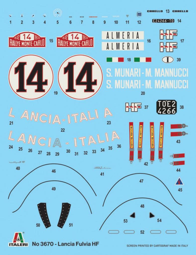 Italeri Scale Lancia Fulvia HF 1972 Monte Carlo Rally Plastic Model Kit IT3670JP 1/24 (Car)