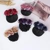 Bun Snood Flower Faux Crystal Hollow Out Elastic Anti-slip Bun Net Snood Gift Mom Hair Clip Attendant Nurses Hair