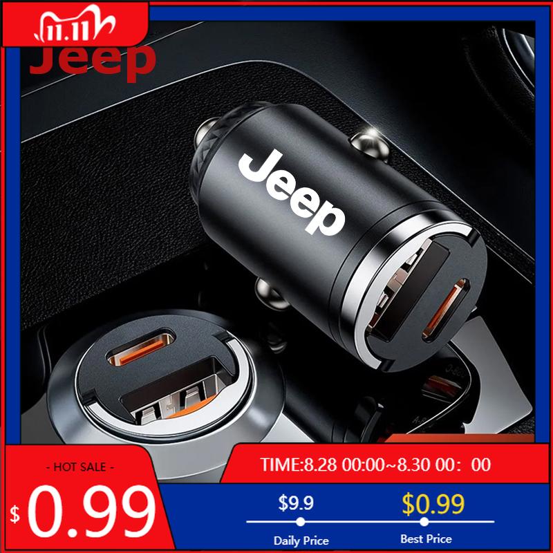 Cup Holders Car Charger USB Type-C Fast Charging Power Adapter For Jeep Grand Cherokee Wrangler JK Gladiator Compass Renegade Pa