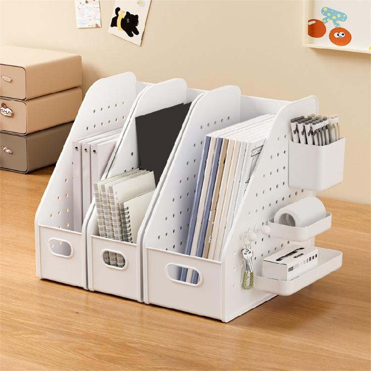 Schreibtischorganizer mit Lochwand, abnehmbarem Stiftebecher, multifunktionaler Aktenablagebox, platzsparender Buchstütze für Zuhause und Büro