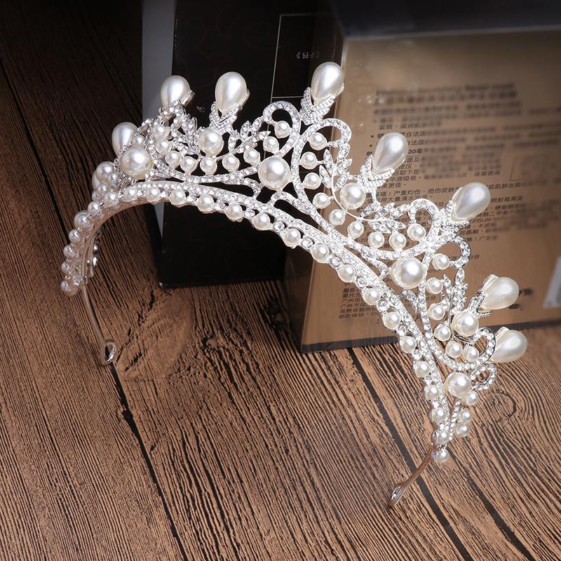 Headpiece Rhinestone Crown With Pearl Classic Crystal Princess Wedding Crowns Bridal Tiaras for Party Hair Accessories